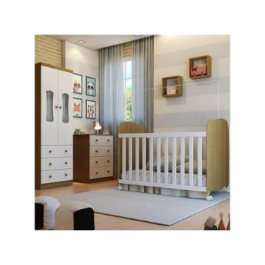 Imagem de Quarto Completo Bebê Moveis Peroba Uli Luna berço americano, Branco Ca