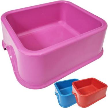 Imagem de Comedouro Quadrado de Plástico Cachorro Gato Cães 2 Litros Prático Fur