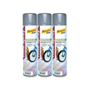 Imagem de Kit 3 Tinta Spray Prata Metalico 400ml Mundial Prime