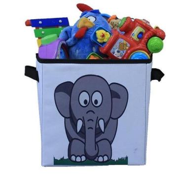 Imagem de Caixa Organizadora De Brinquedos Estampada 28X30X28 Elefante - Organib