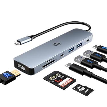 Imagem de Hub USB C, TOTU 7 em 1 USB C Dock com 4K HDMI, 2 USB 3.0, USB C 3.0, 100W Type C PD, slot para cartão SD/TF para MacBook Pro/Air e outros laptops tipo C