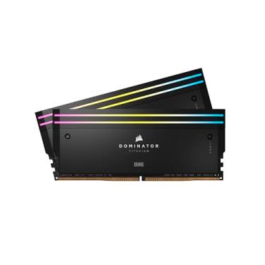 Imagem de CORSAIR DOMINATOR TITANIUM RGB DDR5 RAM 64GB (2x32GB) DDR5 6400MHz CL32 Intel XMP iCUE Memória de computador compatível - Preto (CMP64GX5M2B6400C32)