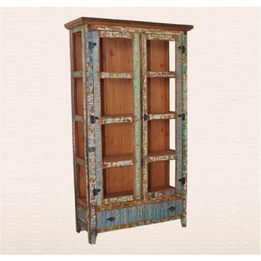 Imagem de Cristaleira Armario 1m 2 Portas 1 Gaveta Madeira de Demolição com Pati