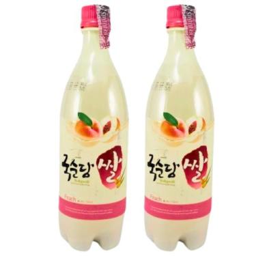 Imagem de Kit com 2 Vinhos de Arroz Coreano Makgeolli Pêssego 750ml