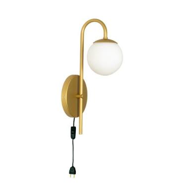 Imagem de Arandela Luminária Quarto Globo 12 cm Moderno Com Rabicho Dourado Fosc