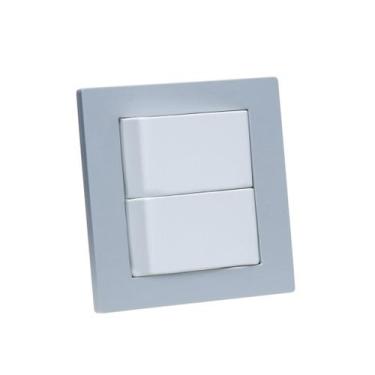 Imagem de Espelho de Tomada Duplo Reto com 2 Interruptores Cinza - CONNECT CAIXA