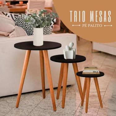 Imagem de Kit Trio Jogo de Mesas Lateral Decorativas - Kelan, Preta