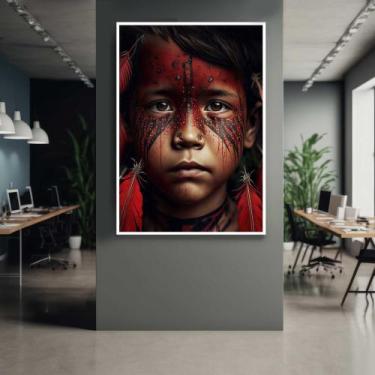 Imagem de Quadro com Moldura Indio Rosto  Amazonas  Decorativo Grande Sala Quart