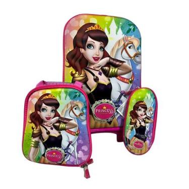 Imagem de Mochila Escolar + Estojo e Lancheira Princesa - Dubai
