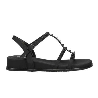 Imagem de VANELi Sandália atlética feminina Nelina Stud Demi Metallic Casual Salto baixo 2,5-5 cm - Prata, Panturrilha preta, 9 Narrow