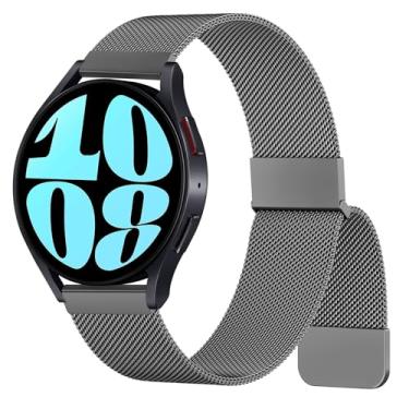 Imagem de AK Pulseira de metal compatível com Galaxy Watch 7, 6, 5, 4, 40 mm, 44 mm, 45 mm, pulseira magnética de malha de aço inoxidável (cinza espacial) para mulheres e homens