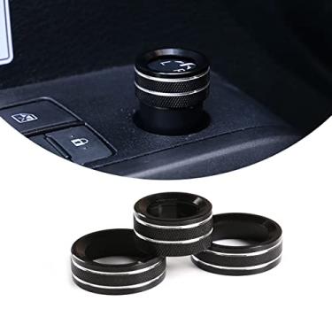 Imagem de TongSheng 3 peças de ajuste do espelho retrovisor do carro e guarnição da tampa do botão de volume para Toyota Tacoma 2015 2016 2017 2018 2019 2020 2021 2022 (liga de alumínio, preto)
