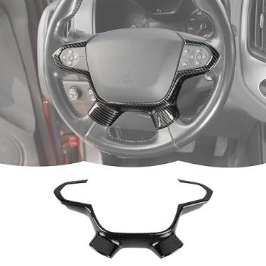 Imagem de Acessórios interiores de decoração de capa de volante de fibra de carbono compatíveis com Chevrolet Colorado 2014-2023