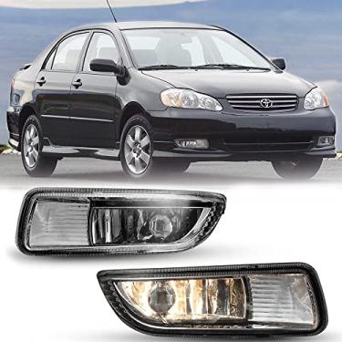 Imagem de CPW Faróis de neblina OEM adequados para Toyota Corolla 2003 2004, substituição de faróis de neblina do lado do motorista e do passageiro com lâmpadas de halogêneo H3 (lente transparente da caixa