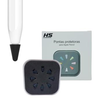 Imagem de Kit com 8 unid. de Capa de Proteção Silicone Nib Compatível com Ponta da Caneta Apple Pencil 1ª e 2ª geração Proteção Macia Anti Risco Silenciosa Fácil de Usar (Preto)