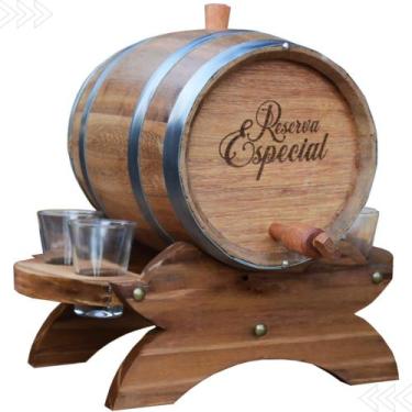 Imagem de Barril Carvalho Tonel 3 Litros Corote Suporte 4 Copos Shot - Barril Br