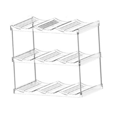 Imagem de Ｂｅｓｇａ Rack de Armazenamento de Garrafas, Prateleira Organizadora de Bebidas, Transparente, Expositor, Display de Garrafa de água, Suporte Organizador para C, 3 Níveis, Tamanho real