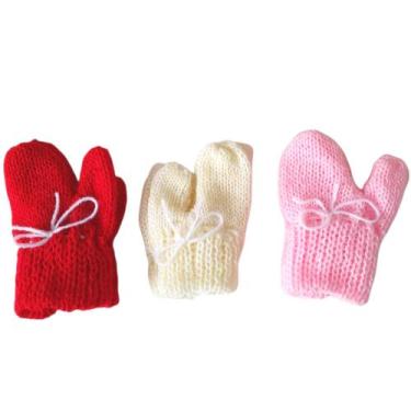 Imagem de Luva de bebê recém nascido de lã tricô kit com 3 pares - Confecções Ca