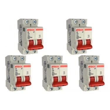 Imagem de Kit C/5 - Disjuntor Steck "Din" Bipolar 40A. C