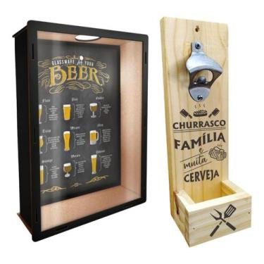 Imagem de Quadro Porta Tampinhas Com Abridor De Garrafa De Parede - RK, 02