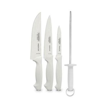 Imagem de KIT - Faqueiro Premium 3 Peças + 1 Chaira Estriada 10 Pol Profissional