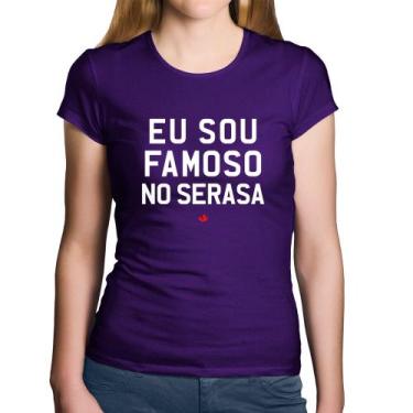 Imagem de Baby Look Algodão Eu sou famoso no Serasa - Foca na Moda, Roxo, GGG