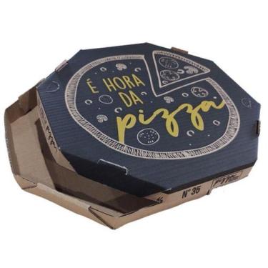 Imagem de Caixa De Pizza 35 Cm Papelão Delivery Pacote Com 50 Unidades - É hora 