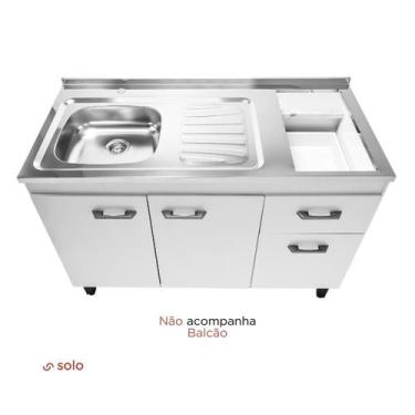 Imagem de Pia em inox tampo inox + furo para Cooktop de Indução Direito 120x56,7