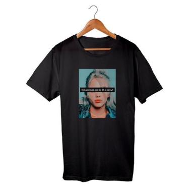 Imagem de Camisa Masculina Billie Eilish Foto Cantora Pop - SEMPRENALUTA, Preto,