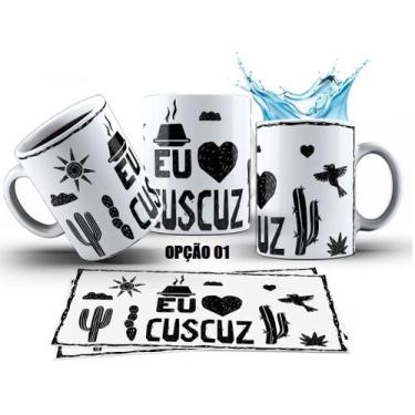 Imagem de Caneca 325ml Xilogravura Nordeste Eu Amo Cuscuz - LARANJA E MIMOS