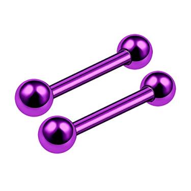 Imagem de 2 peças de titânio G23 roxo 16g 5/16 8 mm barbell brincos piercing joia torre sobrancelha Daith Tragus Helix bola 3 mm M11037