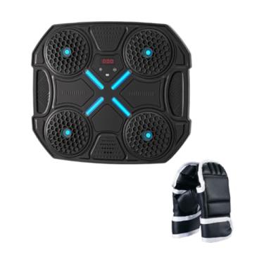 Imagem de Aymzbd Máquina de Boxe Musical Infantil, Parede de Boxe Musical, Alvo, Treinamento de Agilidade, Treinamento de Boxe Inteligente para Exercícios de Taekwondo, Preto com Luvas