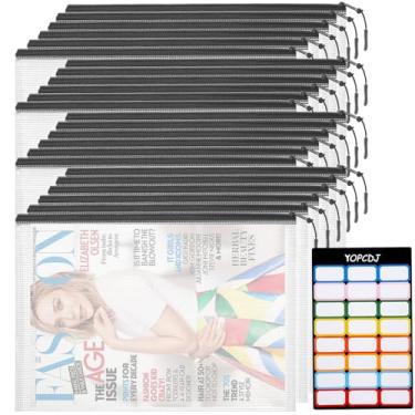 Imagem de YOPCDJ 24 bolsas de malha com zíper, bolsas reutilizáveis A4 33 x 23 cm, organizador de armazenamento de quebra-cabeças, preto, multiuso para viagem, jogos de tabuleiro, brinquedos, escola, material