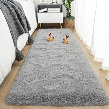 Imagem de Tapete macio para sala de estar, sofá fofo, tapete de área, decoração de quarto, tapetes de pelúcia para crianças, tapetes de brincar, cinza, 90x150cm