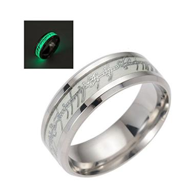 Imagem de Anéis de aço inoxidável de 8 mm de largura da banda que brilha no escuro para homens ou mulheres casais combinando com anel de casamento preto joia fashion de ginger e lyne Verde