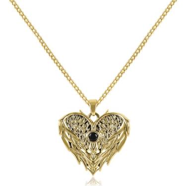 Imagem de Colar com pingente de coração de águia e lua crescente, Ás de espadas, sol e lua, coruja, estrela-do-mar, borboleta e coração, Love You To The Moon and Back, Colar com pingente de lua e estrela de