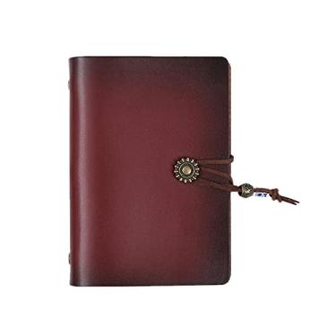 Imagem de AxeWoodz A7 Caderno de couro com 80 folhas de enchimento em branco, caderno de couro, fichário pessoal A7, diário encadernado recarregável para homens e mulheres