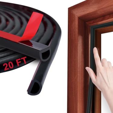 Imagem de Bruiefpap Faixa de Vedação de Porta de Silicone com Vedação Contra Intempéries, 20 Pés de Isolamento Acústico para Porta de Batente e Janela, Faixa de Vedação de Porta Autoadesiva (3/8" (L) X 5/16" (E