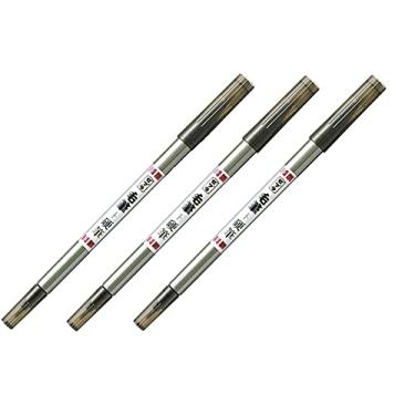 Imagem de Fude Brush Pen Conjunto de 3 peças Zebra com pincel largo de ponta dupla ponta fina + pincel rígido fino FD-502, conjunto de 3 peças com adesivo Kanji LOVE