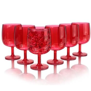 Imagem de Yanglonghui Conjunto de 6 taças de vinho de plástico de 350 ml, taças de vinho acrílicas inquebráveis, reutilizáveis de plástico colorido, empilháveis, seguras para lava-louças, livre de BPA, ideal