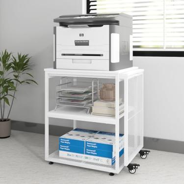 Imagem de Natwind Large Printer Stand with Storage Shelves,Extendable Home Craft Table,Home Office Organization Desk, Versatile Table for Home Office, Kitchen, Study Room, Living Room (White)