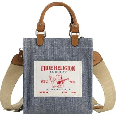 Imagem de True Religion Bolsa feminina, bolsa de ombro de viagem com bolso Buddha com alça transversal removível ajustável, jeans escuro, Jeans escuro, Bolsa feminina, bolsa de ombro de viagem com bolso Buddha