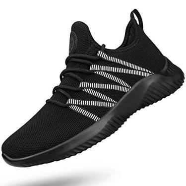 Imagem de Feethit- Tênis de corrida feminino sem cadarço, calçados antiderrapantes para caminhada, tênis leves para ginástica, tênis respiráveis da moda, preto, tamanho 7,5