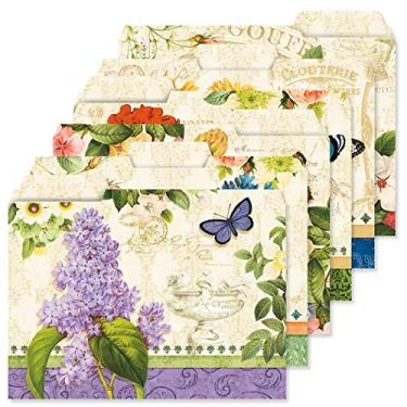 Imagem de Grande Fleur File Folders - Set of 24 (6 Designs) 1/3 Cut Staggered Tabs, Letter-Size Designed Folders