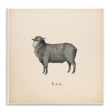 Imagem de Stupell Industries Design artístico de placa de parede Baa Farm Sheep Sounds por Wild Apple Portfolio, 12 x 12