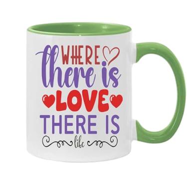 Imagem de SpreadPassion Caneca de café Where There Is Love There Is Life, presente para namorado e namorada, ideia de presente de dia dos namorados, presente para marido e esposa, ideia de presente de