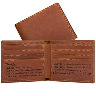 Imagem de Carteira masculina de couro personalizada, carteira gravada para homens, presente de aniversário para homens, presente de marido, presente de namorado, presente personalizado para homens, To Him,