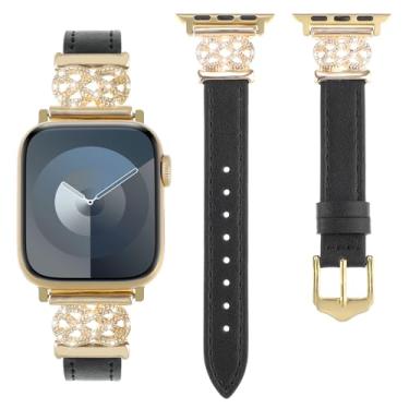 Imagem de WONFAITH Pulseira de couro compatível com Apple Watch Ultra SE séries 10, 9, 8, 7, 6, 5, 4, 3, 2 e 1 de 38 mm, 40 mm, 41 mm, 42 mm, 44 mm, 45 mm, 46 mm, 4, 3, 2 e 1