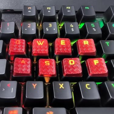 Imagem de Substituição de teclas texturizadas retroiluminadas de 10 teclas para teclado mecânico para jogos Corsair K100 e K70PRO (faixa vermelha)