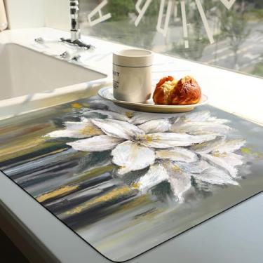 Imagem de Capa de lavadora floral simples e secadora, geladeira, secador de pó, lavagem, coberturas à prova de poeira, tapete de forno, café, capa de mesa, estilo boêmio, tapete multiuso (pintura lírio, 60 cm x
